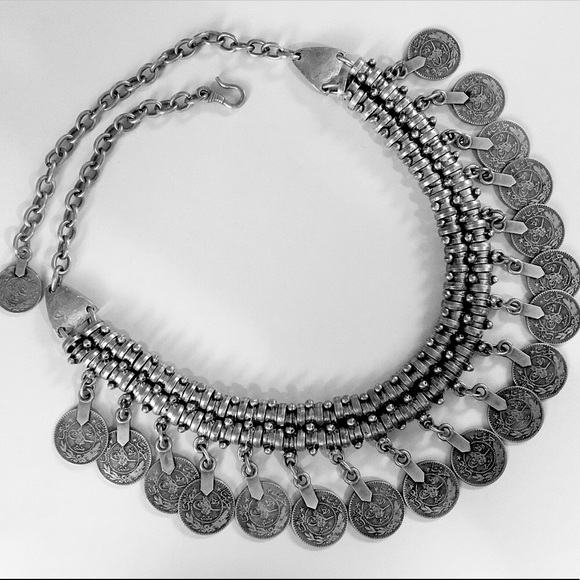 Antique Jewelry Ottoman Empire Turkish Coin Collar Bib Necklace
